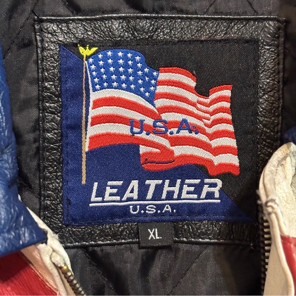 Vilanto Leather Jacket U.S. American FlagEagleUSA - Embroidered. Sz XL *Read* - Picture 4 of 6